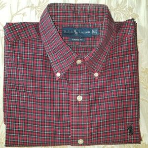 Ralph Lauren - Classic Fit Poplin plaid, Sz 15.5"